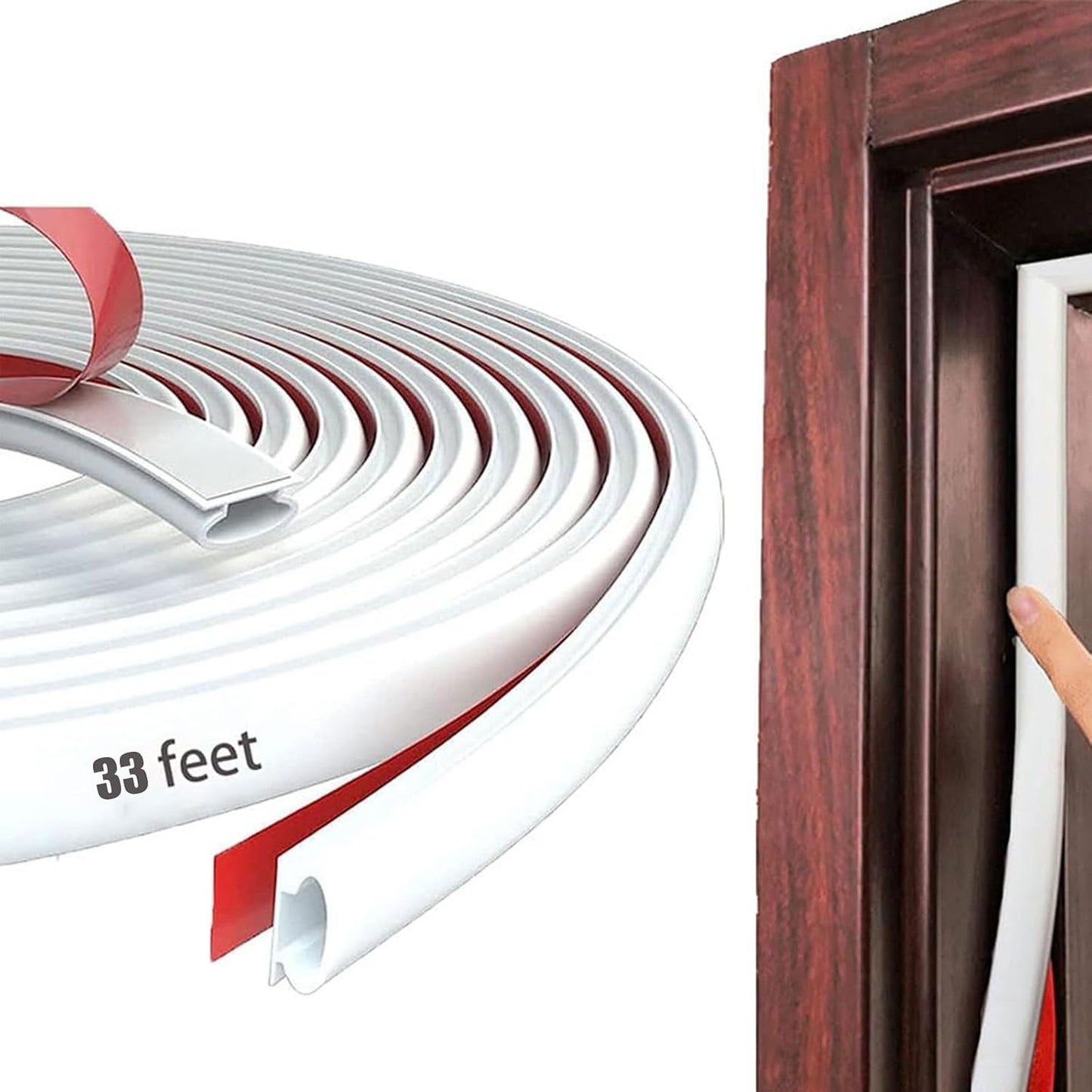 Black Rubber Weather Stripping Door Seal Strip, D Shape Door Weather Seal Strip, Self-Adhesive Soundproofing Frame Insulation Tape for Doors Frame/Window Seal,Blocks Cold Drafts Noise