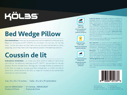 Kolbs Leg Elevation Pillow for After Surgery | Flat Top Bed Wedge Bolster Pillow for Legs | Foot, Knee, Ankle Elevation Post Surgery (Flat Top 7" Height)
