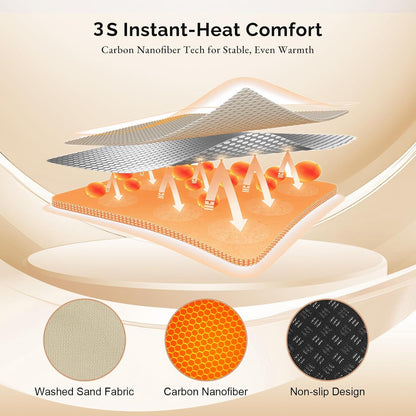 Heated Seat Pad Cushion Extra-Long Chair Heating Pad 10000mAh | Battery Pack, Waterproof 3S Fast Heat for Full Back Hips & Legs, Office Chair, Camping, Fishing & Home