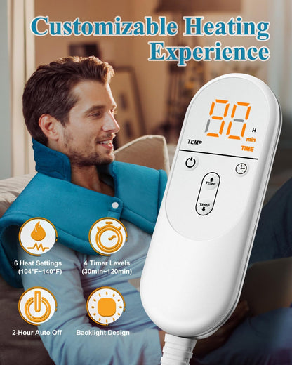 Heating Pad for Neck Shoulders Back, Electric Heat Pads, Weighted Heated Wrap for Daily Relax 6 Heat Settings 4 Auto Timers, Birthday Gifts for Women Men Mom Dad Wife Husband, 17"x23", ETL Certified