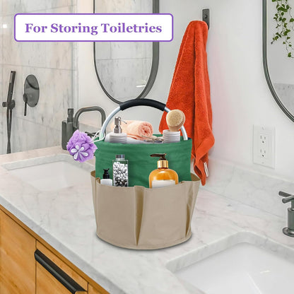 17L Cleaning Caddy with Handle and 6 Pockets, Foldable Cleaning Supply Caddy, Portable Shower Caddy in 600D Oxford Fabric, Multifunctional Storage Basket for Camping, Gardening, Black