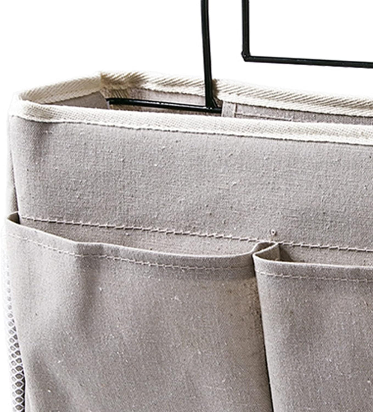 Bedside Caddy Hanging Bed Organizer Storage Bag Pocket for Dorm Rooms Bed Rails Nightstand Hanging Bag Cotton Linen Bedside Storage Pocket Organizer Basket for Bunk Bed Dorm Rooms(Grey)