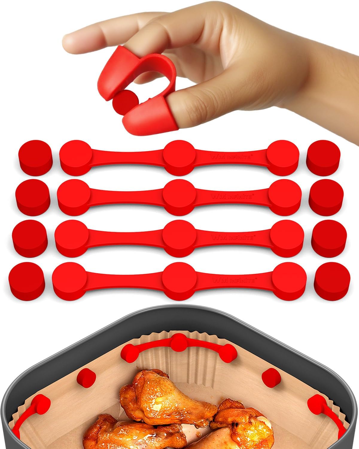 Air Fryer Magnets for Parchment Paper, Air Fryer Accessories | Upgrade Stronger Magnets, 12 Pack Silicone Magnet for Holding Parchment Paper