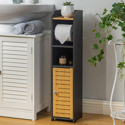 AOJEZOR Toilet Paper Holder Stand: Small Space Bathroom Storage for Renters