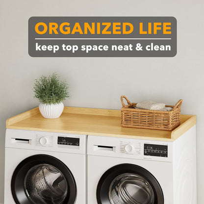 SpaceAid Washer Dryer Countertop, Laundry Wood Shelf Topper with Edge, 54" Width x 27.5" Depth Cover Guard Organizer for Washer and Dryer Laundry Hamper Counter Storage Organization (Black)