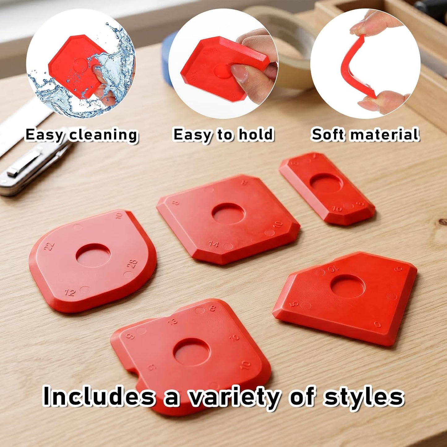 10 Pcs Silicone Caulking Tool Set Sealant Finishing Tool Caulking Kit Sealant Grout Tools Caulk Remover Tools Multi-Edge Sealants Applicator Portable Sealants Scraper