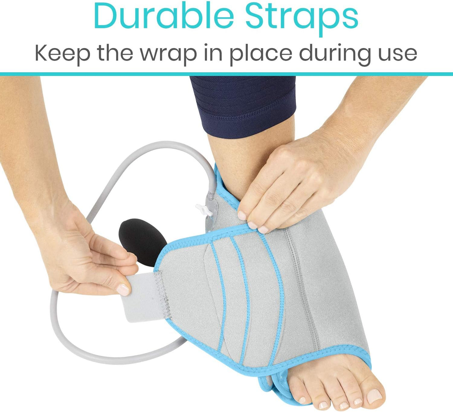 Vive Compression Ankle Ice Pack Wrap for Foot Pain Relief - Soft Cold Brace for Recovering Injuries - Support for Swelling, Sprains, & Fractures - Filled with Reusable Gel, Fits Small & Large Feet | For Recovering Injuries - Support for Swelling,