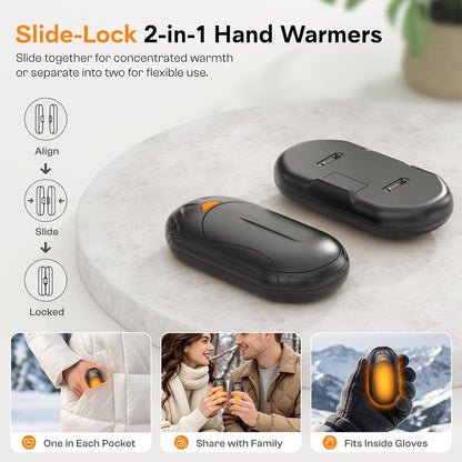 POMPONGO Hand Warmers Rechargeable 2 Pack, Smart Hand Warmer Max. 20Hrs Heat, 3 Levels 108-131°F, Hunting Gear, Golf Accessories, Stocking Stuffers for Men Women, Christmas Men Gifts