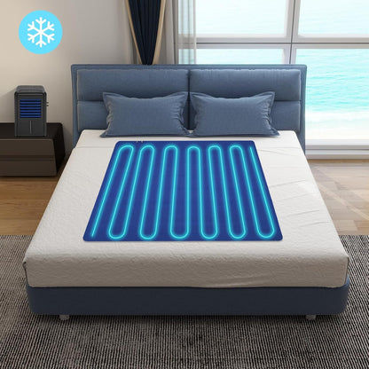 Double Bed Cooling System - Cooling Mattress Pad for Hot Sleepers, Water Circulation Mattress Cooler Cools 37.4-46.4°F Below Room Temp, 4 Speeds & Remote, Low Noise (63"x55")