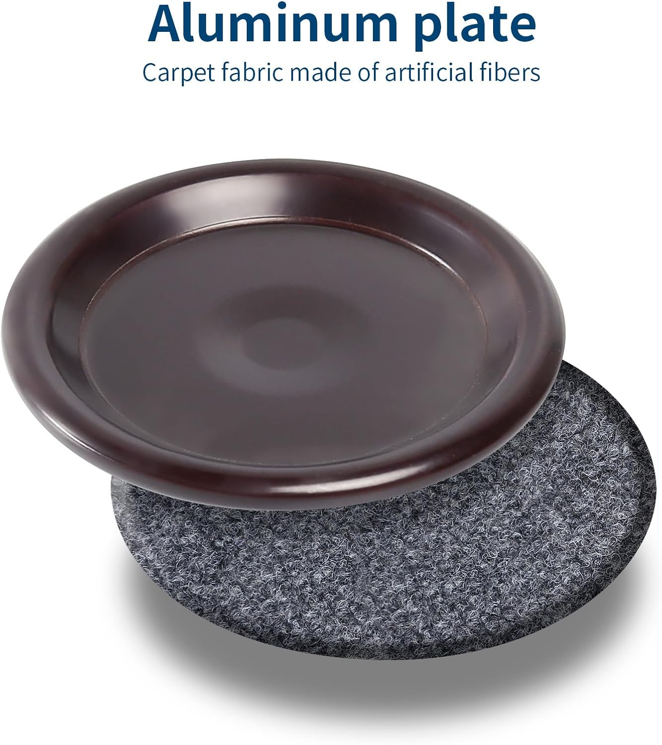 Ezprotekt 1.63" Round Carpet Bottom Furniture Caster Cups, 16 Pcs Reusable Furniture Coasters, Felt Furniture Sliders Pads to Protect Hardwood, Tile or Carpetd Floors from Scratches (Dark Brown)