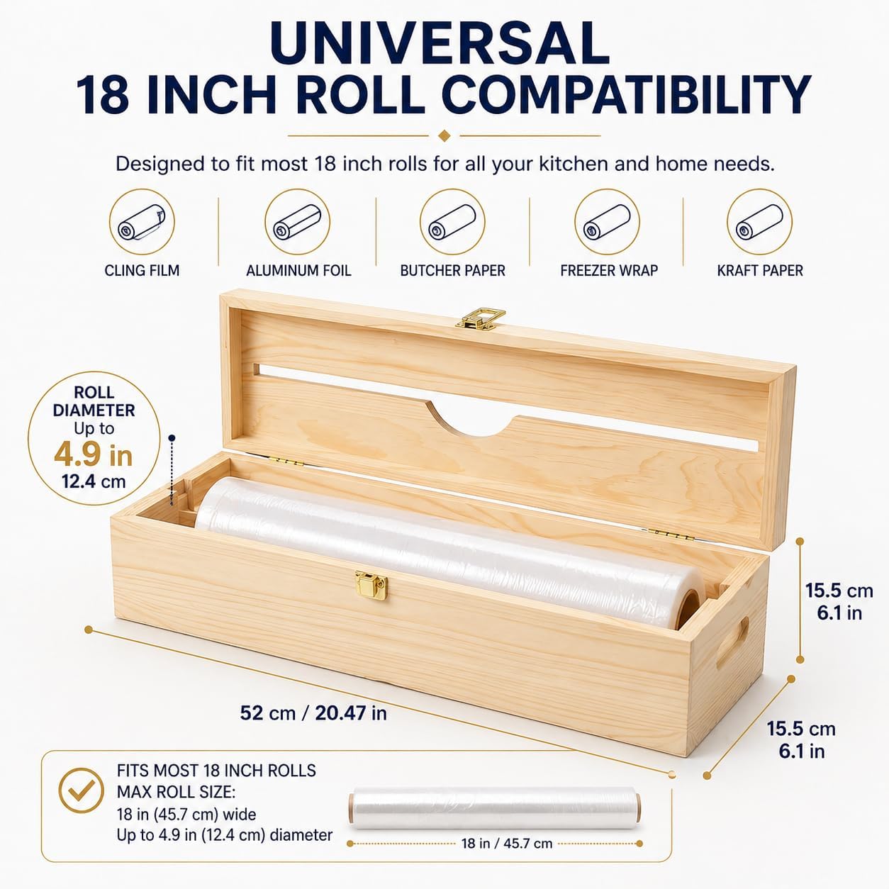 18 Inch Foil Dispenser with Cutter,Plastic Wrap Dispenser,Butcher Paper Holder,Kraft Freezer Wax Paper Roll Organizer for Countertop
