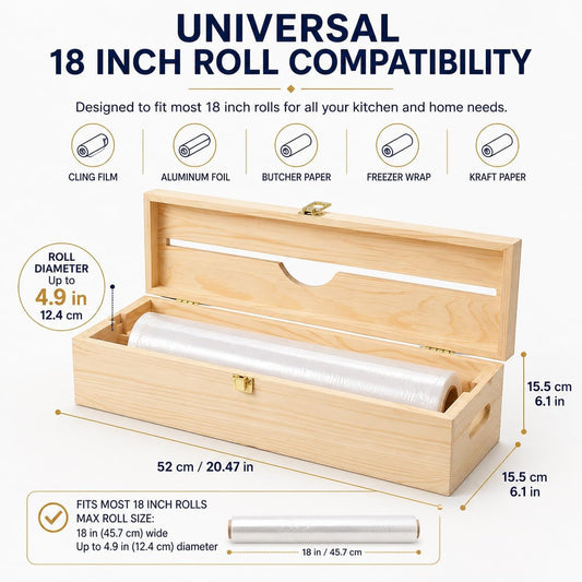 18 Inch Foil Dispenser with Cutter,Plastic Wrap Dispenser,Butcher Paper Holder,Kraft Freezer Wax Paper Roll Organizer for Countertop