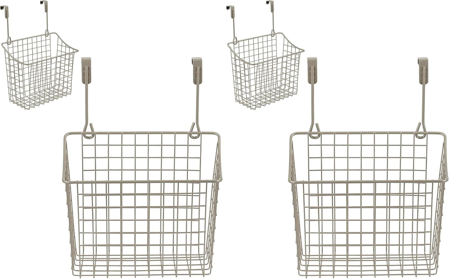 Spectrum Hanging Baskets for Organizing (Large, Satin Nickel) - Grid Over the Cabinet Wire Basket for Kitchen or Bathroom - Door Hanging Storage Organizer for Cleaning Supplies, Washcloths, & Towels