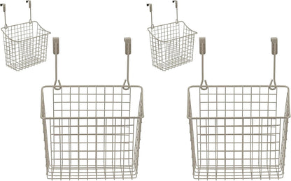 Spectrum Hanging Baskets for Organizing (Large, Satin Nickel) - Grid Over the Cabinet Wire Basket for Kitchen or Bathroom - Door Hanging Storage Organizer for Cleaning Supplies, Washcloths, & Towels