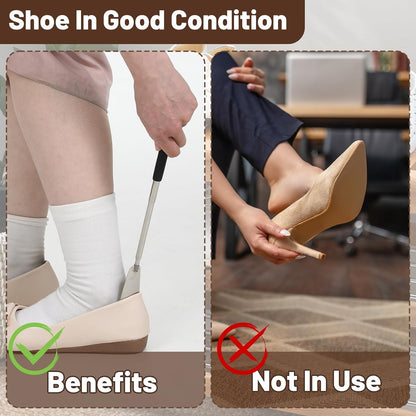 2 Pack Extendable Long Handled Shoe Horn for Seniors, 10" To 25" Adjustable for Telescopic Shoehorns for Men Women, Stainless Steel Travel Shoe Helpers to Put on Your Shoes