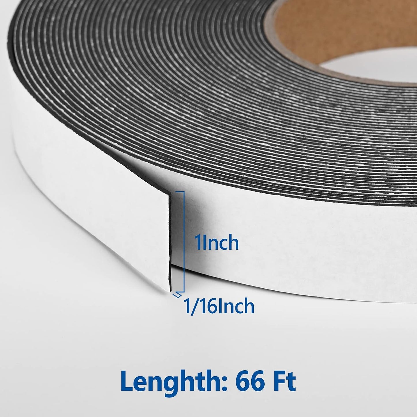 Kikerike Self Adhesive Foam Tape Weatherstrip 1/2In x 1/4In x 42Ft High Density Foam Insulation Strips Seal Weather Stripping with Strong Adhesive for Door and Window Sound Isolation Soundproofing