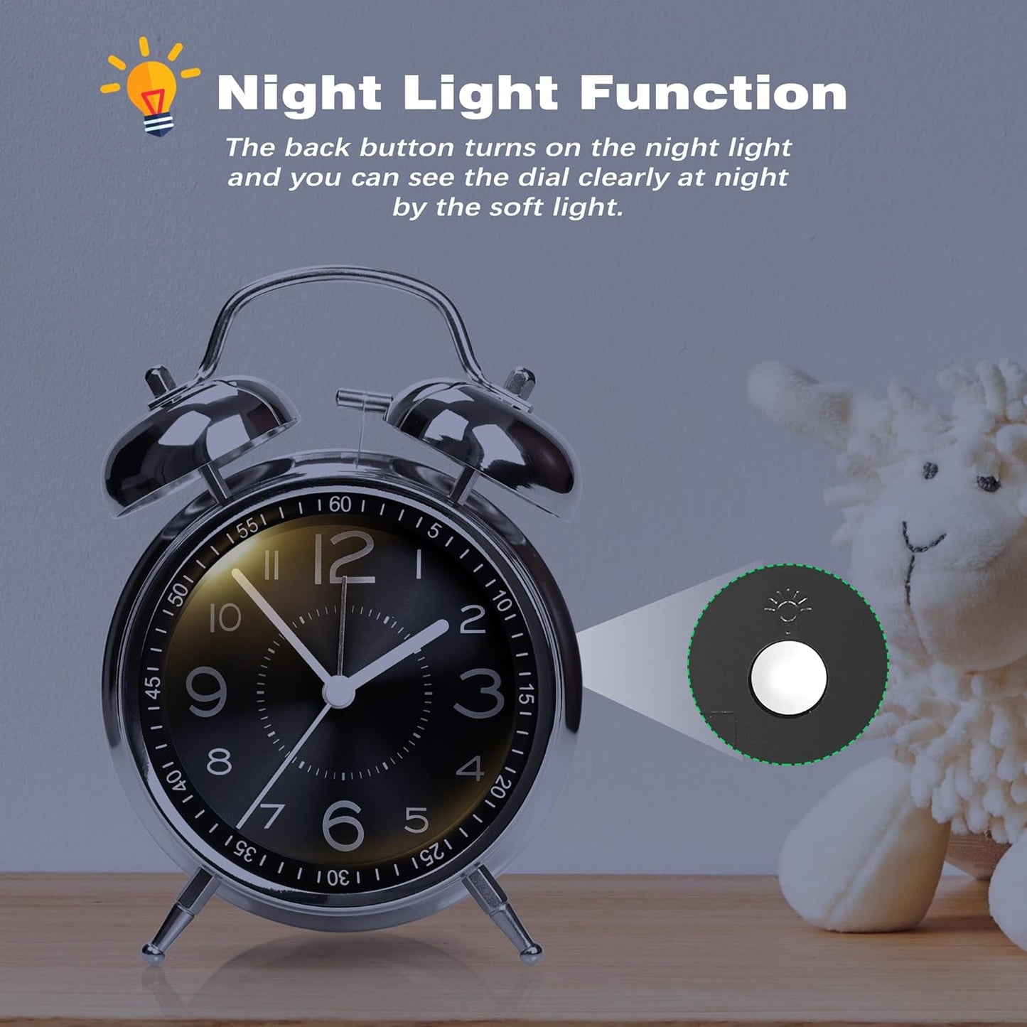AYRELY® Super Loud Alarm Clock for Heavy Sleepers, 4.5 Inch Twin Bell Retro | Silent Non-Ticking Quartz with Backlight, Luminous Dial, Metal Alarm Clocks for Bedrooms and Bedside