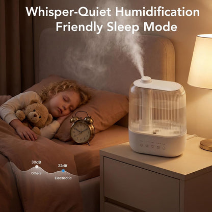 Electactic 4L Top Fill Humidifier for Bedroom, Auto Constant Humidity, Smart Control, Quiet Ultrasonic Cool Mist, 360° Nozzle, 3 Mist Levels, 7-Color Light for Home Office Baby Room