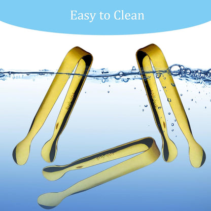 6PCS Ice Tongs Mini Sugar Tongs 4.25Inch Stainless Steel Kitchen Utensils Set,Small Serving Tong and Tiny Kitchen Tong for Appetizers,Tea Party, Coffee Bar, Desserts by Sunenlyst (Silver)
