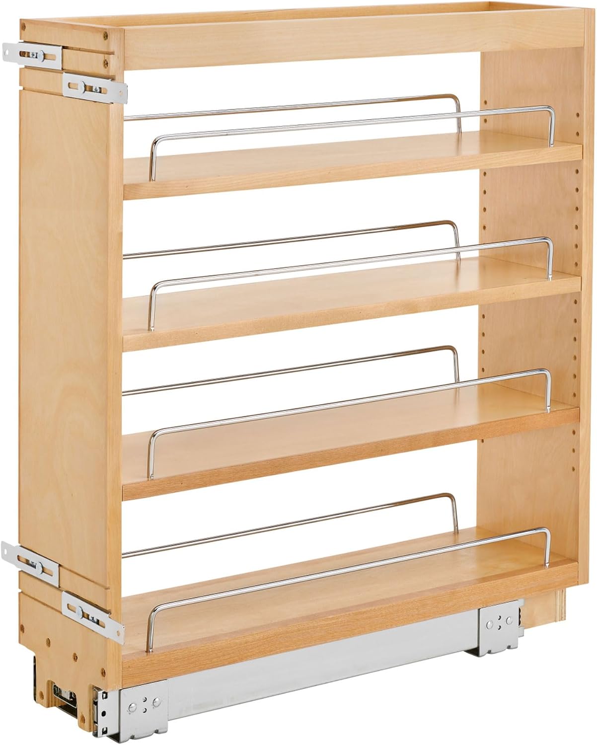 Rev-A-Shelf Pullout Kitchen Cabinet Organizer, Min Cabinet Opening 5.5" W | 5" W Slide Out Pantry Spice or Utensil Storage Rack with Adjustable Shelves for Base Cabinet Organization, 448-BC-5C