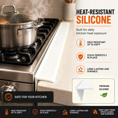 Silicone Stove Counter Gap Cover - 25 Inch Gap Filler 2 Pack Black | Long gap filler seals spills between kitchen appliances Stovetop oven countertop; stove gap cover, gas stove side gap covers