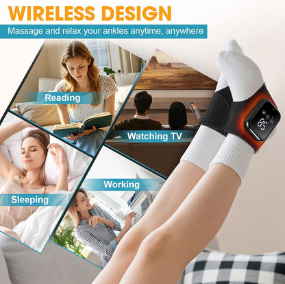 2-Pack Ankle Heating Pad, Cordless Ankle Massager with Heat, Heated Wraps for Foot & Ankle, 3 Heat & Vibration Settings, Auto Shut-Off, Gifts for Women Men