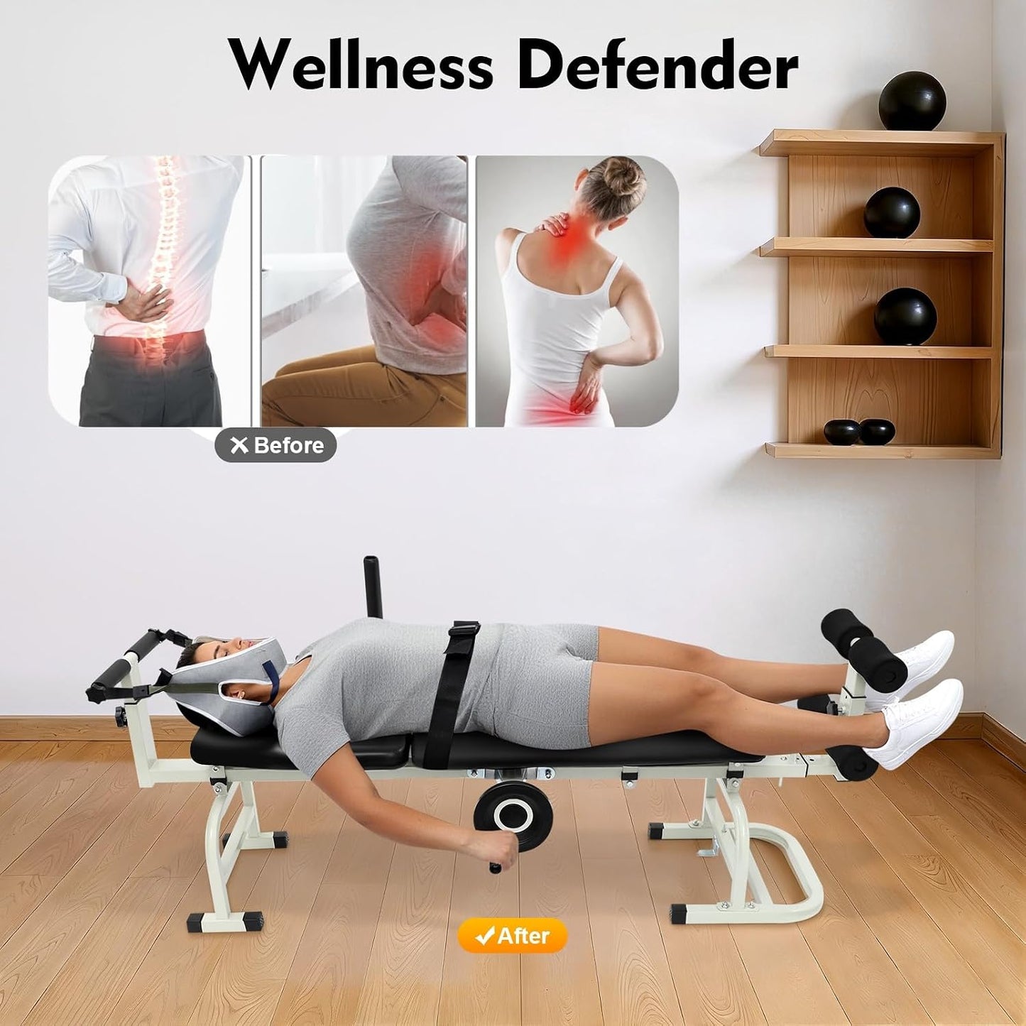 Multifunctional Body Stretcher, Cervical Traction Back Stretcher Lumbar Bed Body Stretching Spine Cervical Spine Stretcher Machine for 1.45-2.1m/4.76-6.89ft Older Teenager Within 330lbs