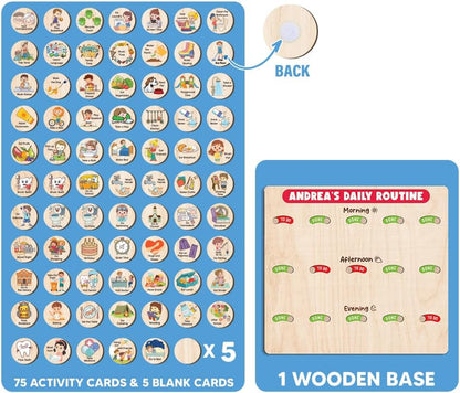 Wooden Chore Chart for Kids, Wooden Daily Routine Chart for Kids, Visual Schedule for Kids, Chore Reward Chart, Bedtime Morning Routine Chart for Toddlers