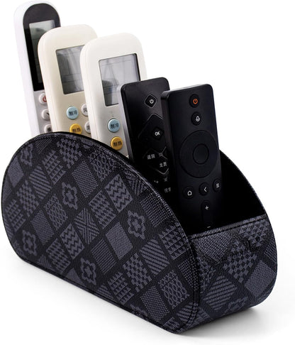 Remote Control Holders Organizer Box with 5 Compartment PU Leather Caddy | Multi-functional Office Desk Storage Caddy Store Tv Remote for Media Player,Brush,Pencil,Glassees&Office Supplies