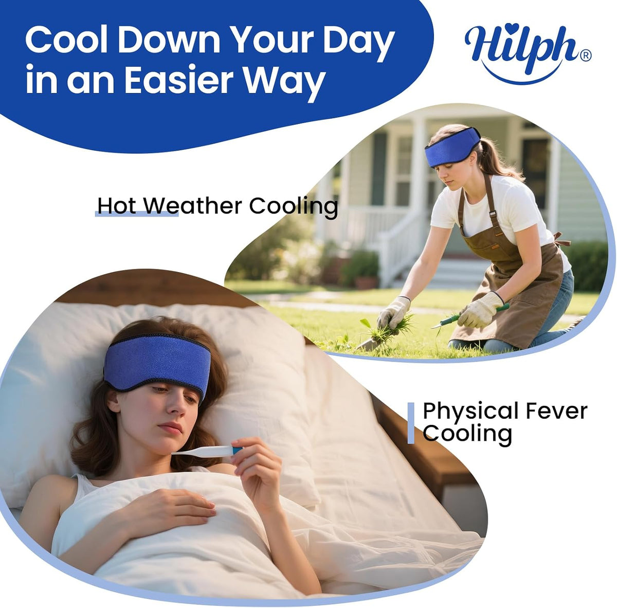 Hilph Headache Ice Pack Wrap, Adjustable Migraine Ice Head Wrap