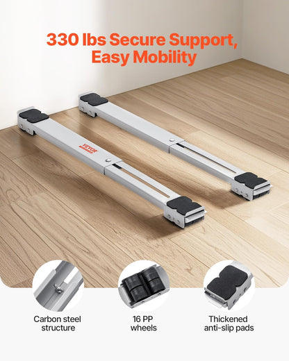VEVOR Appliance Rollers Heavy Duty, Extendable Appliance Rollers Mobile Washing Machine Base, Mini Fridge Stand Moving Cart for Refrigerators, Dryers, Dishwashers, White