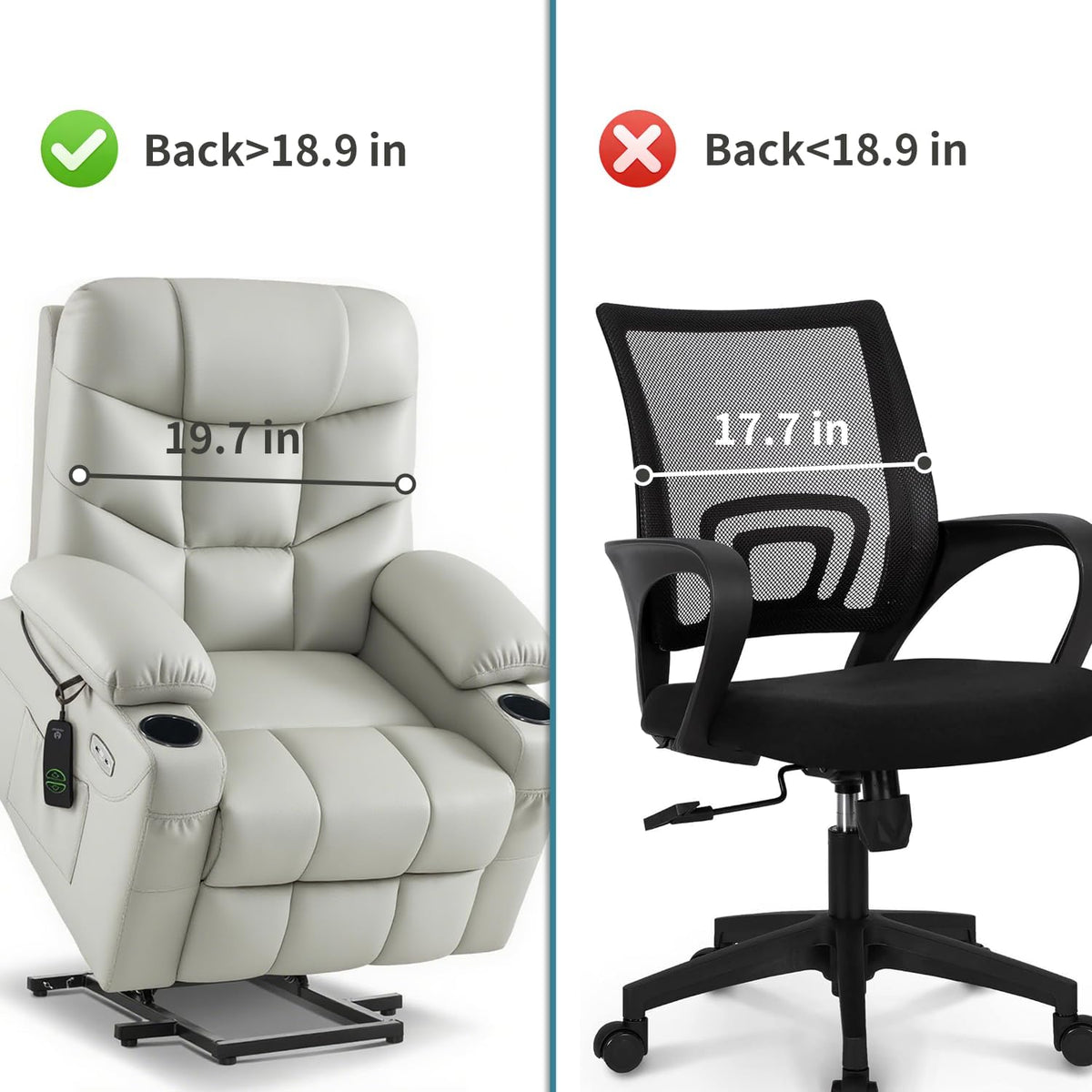 Lumbar Support Pillow for Recliner - Backrest for relieving lower back pain