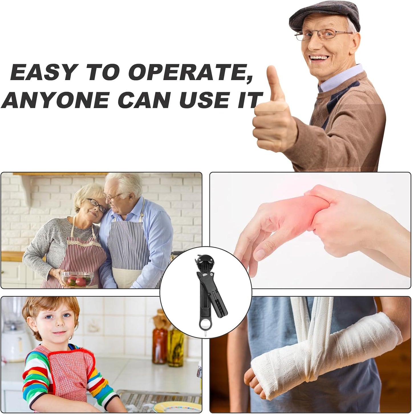 Jar Opener for Seniors with Arthritis, 7 in 1 Bottle Opener and Wine Corkscrew, Easy Grip Kitchen Gadget for Weak Hands Elderly, Retractable Jaw Lid Opener with Magnetic Storage (Teal)