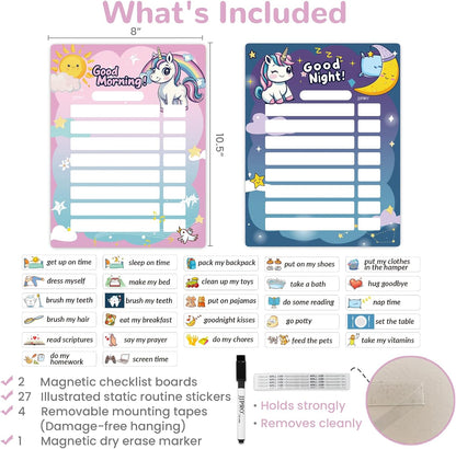 JJPRO Bedtime/Morning Routine Chart - Magnetic Daily Schedule Board for Kids - Outer Space
