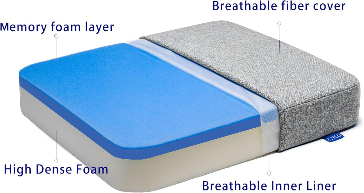 Ifoam Gel Infused Memory Foam Layer Wheelchair Cushion - Seat Cushion for Wheelchair-OfficeChair, Kitchen Chair-Pressure Sore and Tailbone Pain Relief-High Dense Polyfoam Base (Black,18x16x3 inch)