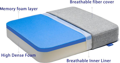 Ifoam Gel Infused Memory Foam Layer Wheelchair Cushion - Seat Cushion for Wheelchair-OfficeChair, Kitchen Chair-Pressure Sore and Tailbone Pain Relief-High Dense Polyfoam Base (Black,18x16x3 inch)