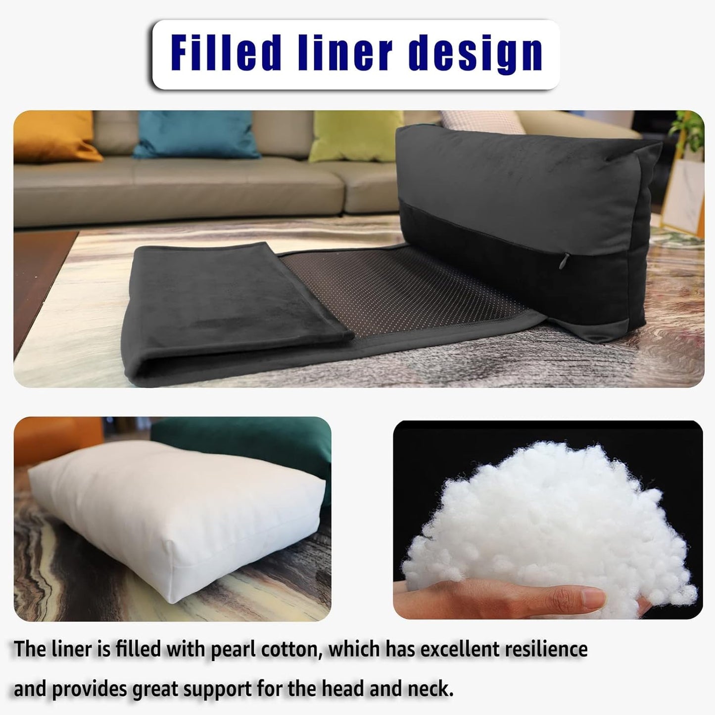 Adjustable Headrest Pillow for Recliners and Armchairs - Non-Slip Velvet Cushion for Neck Support and Pain Relief (Gray)