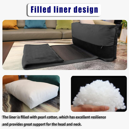 Adjustable Headrest Pillow for Recliners and Armchairs - Non-Slip Velvet Cushion for Neck Support and Pain Relief (Gray)