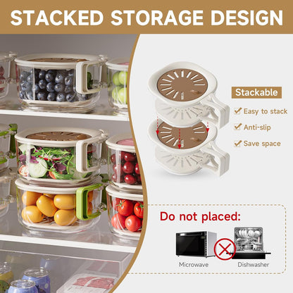 Fruit Vegetable Washing Bowl with Strainer, Multifunctional, Berry Lettuce Keeper for Fridge Refrigerator Organization, Portable Colander for Kitchen, Drainer Container With Lid, 2 Pack (Mix)