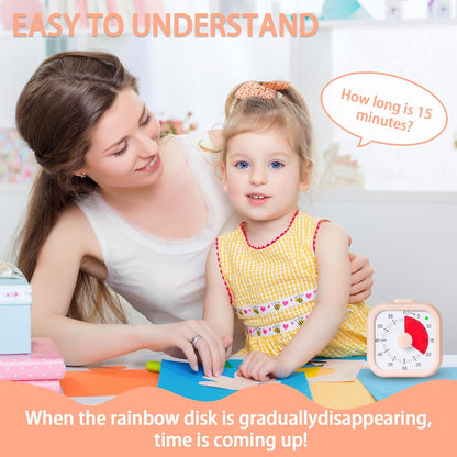Visual Timer for Kids 60 Minute Countdown Timer Rainbow Disk Desk Timer Clock for Classroom Study Office Kitchen with Silent Operation (Purple)