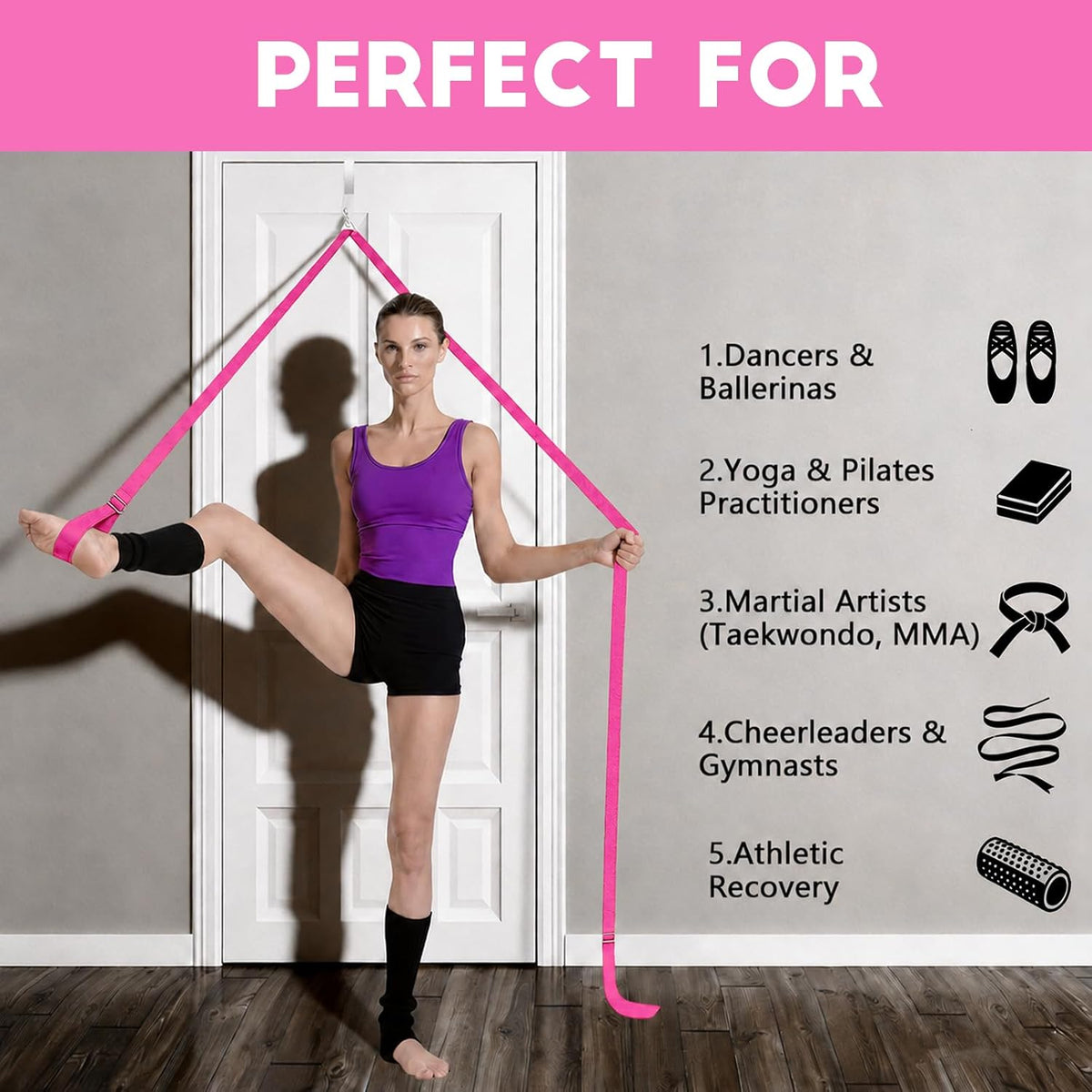 Stretching Strap with Door Anchor Improve Leg Flexibility for Splits
