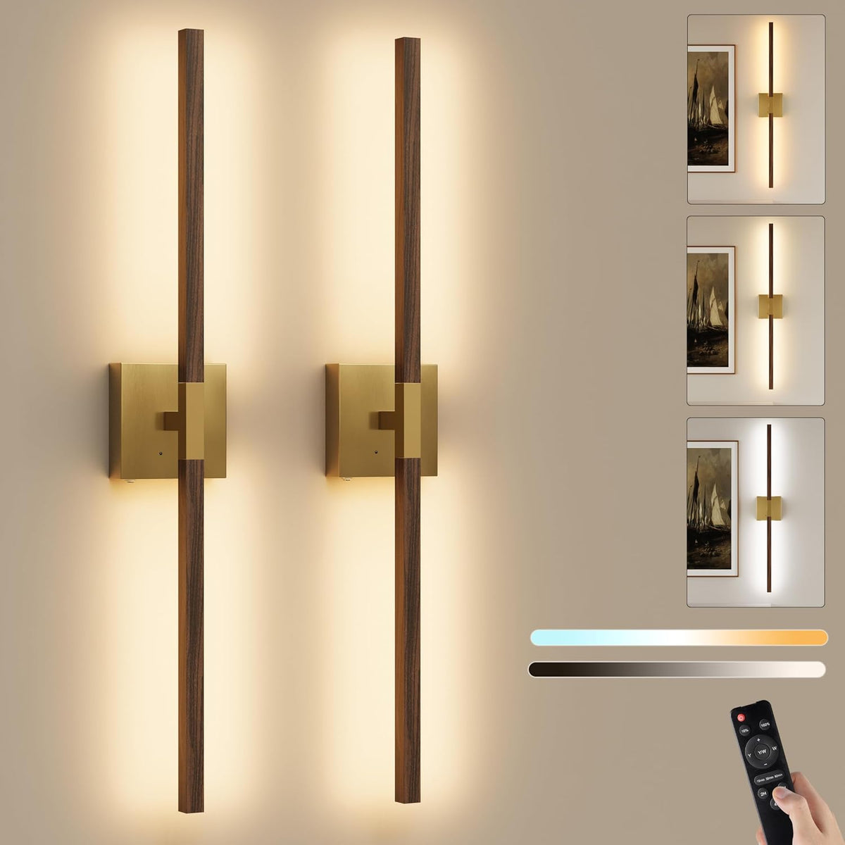 Rayogale Black Battery Operated Wall Sconce with Remote Control 8000mAh