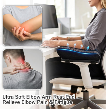 THARAHT 2pcs Ergonomic Blue Mesh Gel Memory Foam Armrest Support Pillow Anti Slip Adjustable Office Chair Games Home Wheelchairs