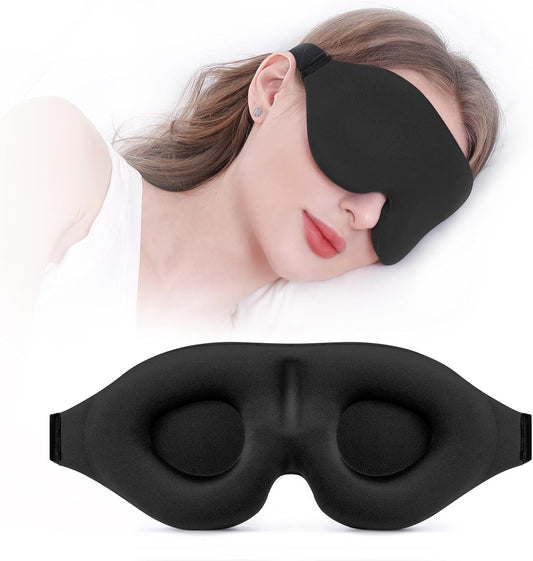YIVIEW Sleep Mask for Side Sleeper, Complete Light Blocking 3D Sleeping Eye Mask, Soft Breathable Eye Cover for Women Men, Relaxing Zero Pressure Night Blindfold | Soft Breathable Eye Cover for Women Men, 3D Sleeping Eye Mask Black, Relaxing Travel