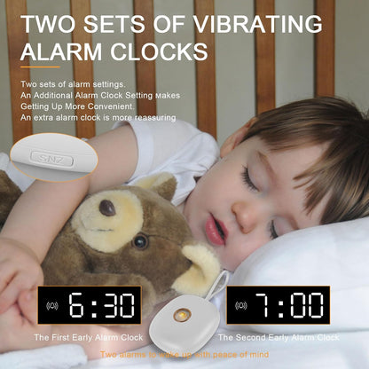 Vibration Alarm Clock, Under Pillow Battery Operated Vibrating Bed Shaker with 2 Alarms, Quiet Bed Shaker Alarm Clock with LED Display 3-Level Vibrating Digital Clock with Backlight Travel Alarm Clock