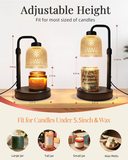 AIFEI Candle Warmer Lamp with Timer, 2/4/8H Auto-Off Candle Lamp, Black