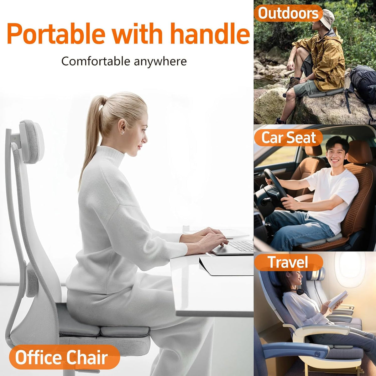 Sojoy iGelComfort 3 in 1 Foldable Gel Seat Cushion Featured with Memory Foam (A Must-Have Travel Cushion! Smart, Easy Travel Cushion) (Size: 18.5“ x 15" x 2")