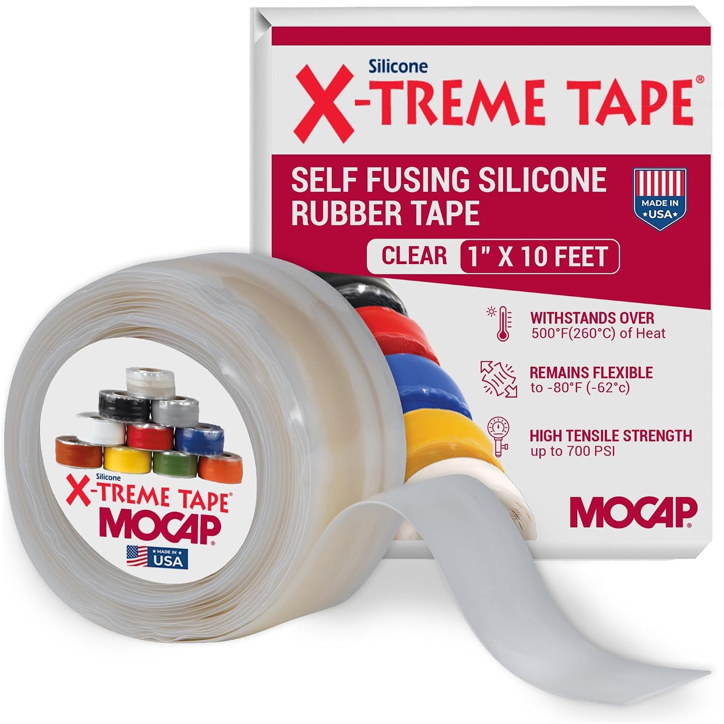 X-Treme Tape Self Fusing Silicone Tape - 1" x 10 Ft Roll - White | Heavy Duty Rubber Electrical Tape, Waterproof, For Automotive, Hose, Pipe, Outdoor & Emergency Repairs, Insulating, Flexible
