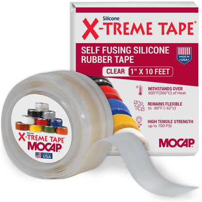 X-Treme Tape Self Fusing Silicone Tape - 1" x 10 Ft Roll - White | Heavy Duty Rubber Electrical Tape, Waterproof, For Automotive, Hose, Pipe, Outdoor & Emergency Repairs, Insulating, Flexible