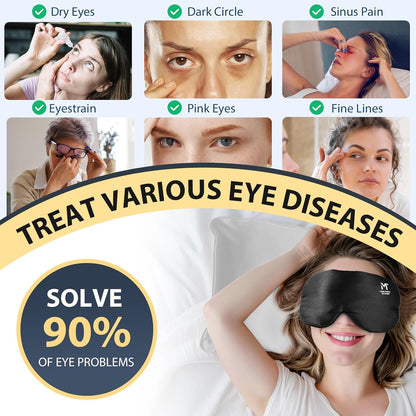 Silk Cordless Heated Eye Mask, Washable Heat Eye Compress for Dry Eye Electric Eye Heating Pad Warm Eye Mask for Eye Fatigue Stye Sinus Blepharitis MGD Gifts for Men Women - MerSun
